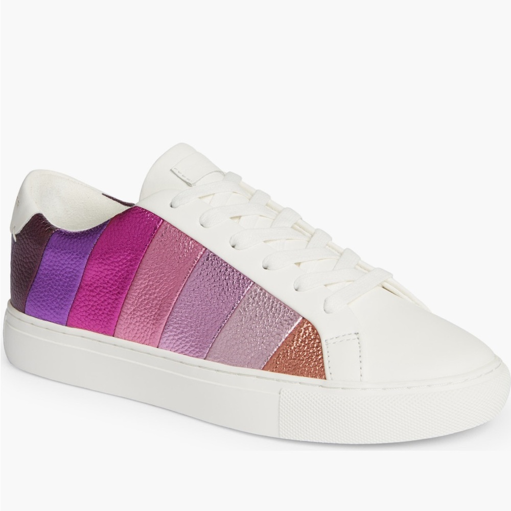 Kurt Geiger London Womens Leather Lane Rainbow Pink Stripe Sneakers 39 (8.5)NEW